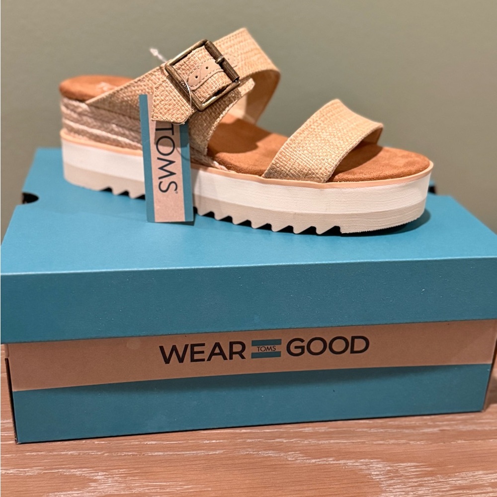 TOMS Women's Beige Platform Sandals